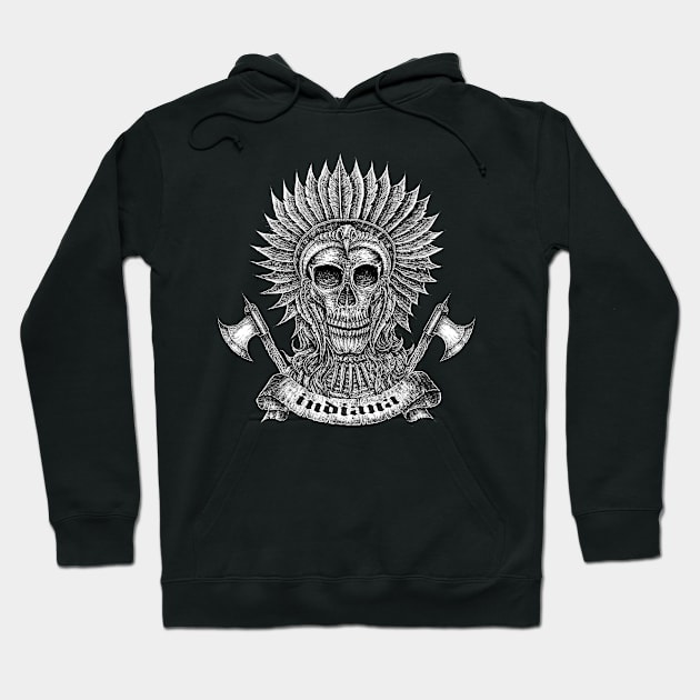 Skull Indian Hoodie by HornArt